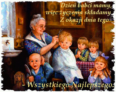 Babcia z wnukami wszystkiego najlepszego